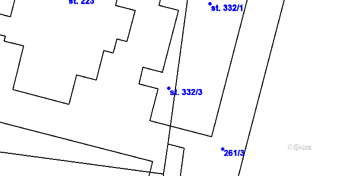 Parcela st. 332/3 v KÚ Domamyslice, Katastrální mapa
