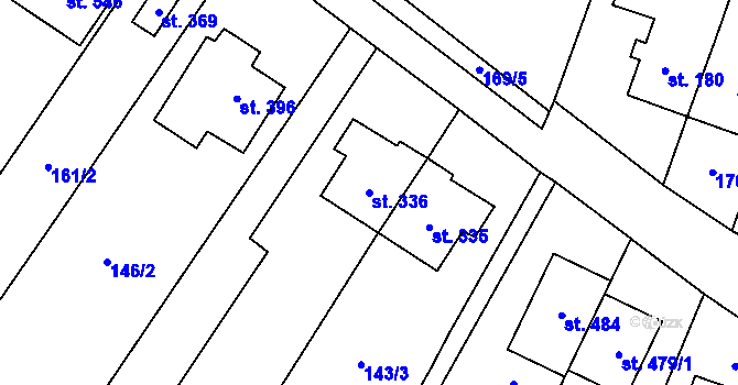 Parcela st. 336 v KÚ Domamyslice, Katastrální mapa