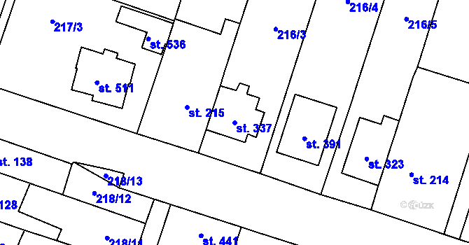 Parcela st. 337 v KÚ Domamyslice, Katastrální mapa