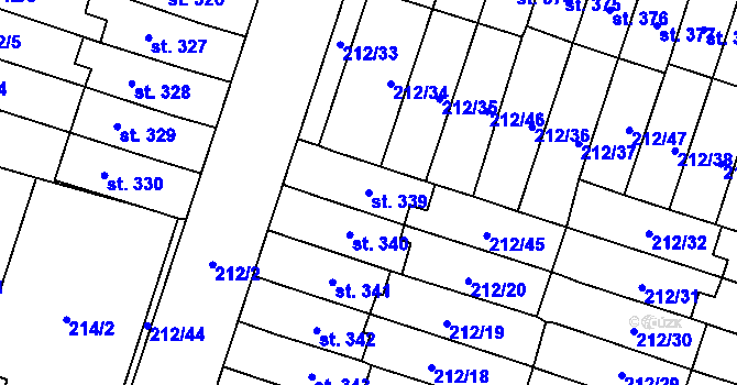 Parcela st. 339 v KÚ Domamyslice, Katastrální mapa