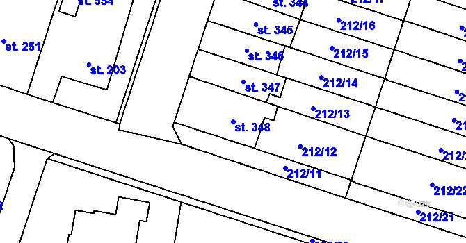 Parcela st. 348 v KÚ Domamyslice, Katastrální mapa