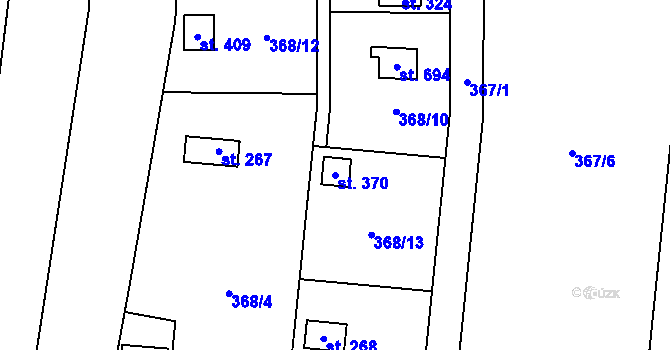 Parcela st. 370 v KÚ Domamyslice, Katastrální mapa