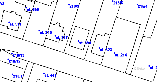Parcela st. 391 v KÚ Domamyslice, Katastrální mapa