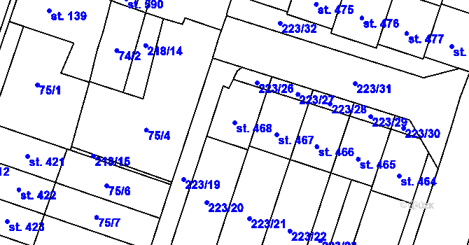 Parcela st. 468 v KÚ Domamyslice, Katastrální mapa