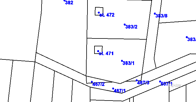 Parcela st. 471 v KÚ Domamyslice, Katastrální mapa