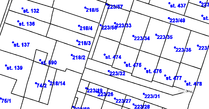 Parcela st. 474 v KÚ Domamyslice, Katastrální mapa
