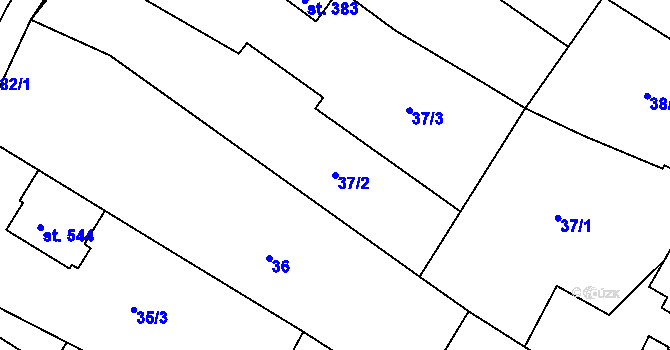 Parcela st. 37/2 v KÚ Domamyslice, Katastrální mapa