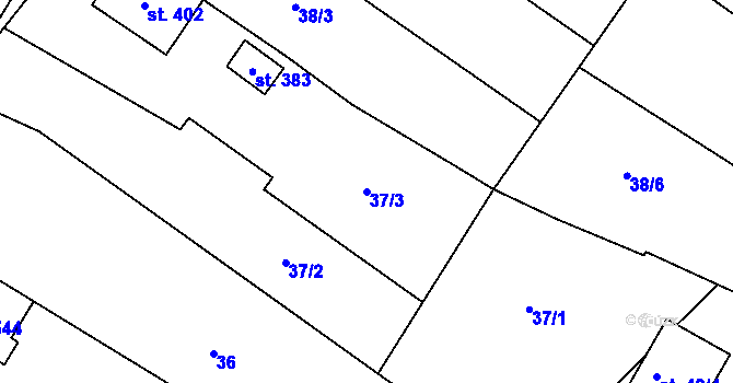 Parcela st. 37/3 v KÚ Domamyslice, Katastrální mapa