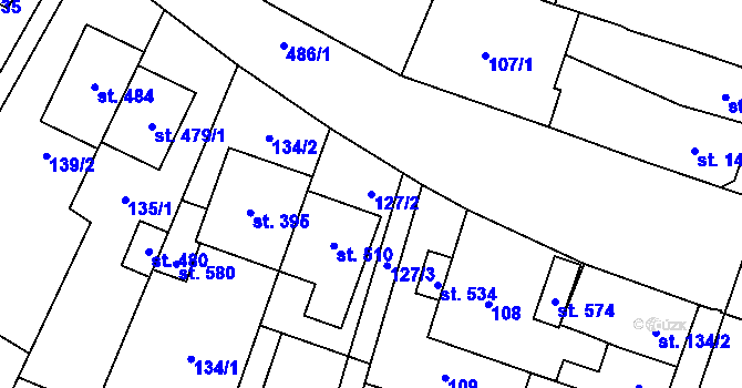 Parcela st. 127/2 v KÚ Domamyslice, Katastrální mapa