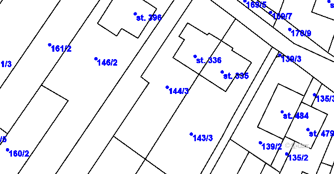Parcela st. 144/3 v KÚ Domamyslice, Katastrální mapa