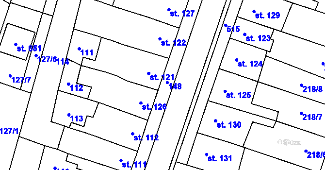 Parcela st. 148 v KÚ Domamyslice, Katastrální mapa