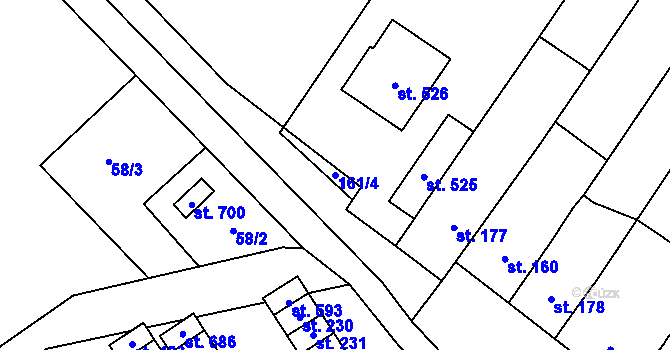 Parcela st. 161/4 v KÚ Domamyslice, Katastrální mapa