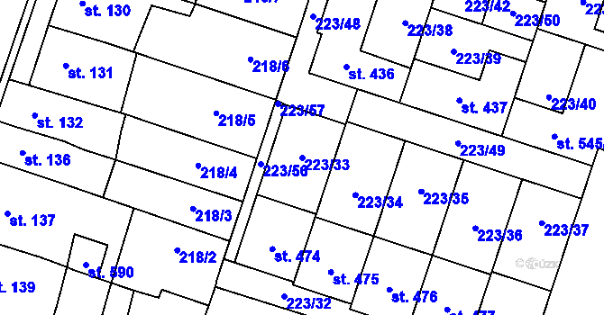 Parcela st. 223/33 v KÚ Domamyslice, Katastrální mapa