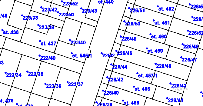 Parcela st. 225/2 v KÚ Domamyslice, Katastrální mapa