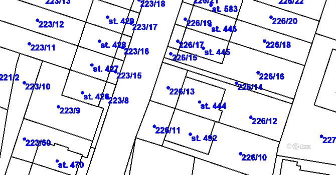 Parcela st. 226/13 v KÚ Domamyslice, Katastrální mapa