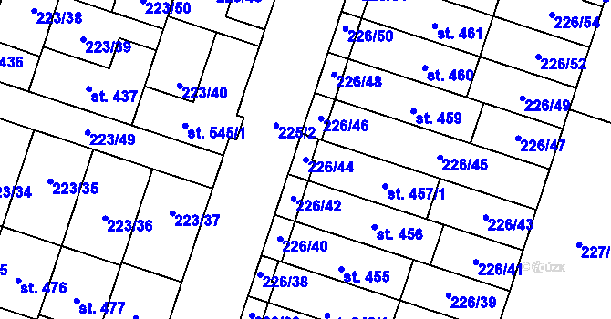 Parcela st. 226/44 v KÚ Domamyslice, Katastrální mapa