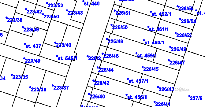 Parcela st. 226/46 v KÚ Domamyslice, Katastrální mapa