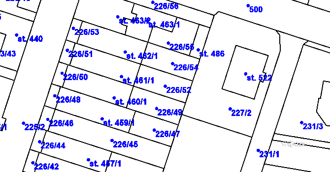 Parcela st. 226/52 v KÚ Domamyslice, Katastrální mapa