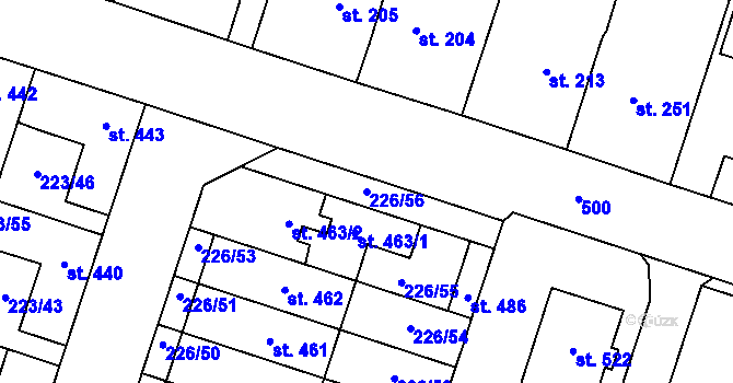 Parcela st. 226/56 v KÚ Domamyslice, Katastrální mapa