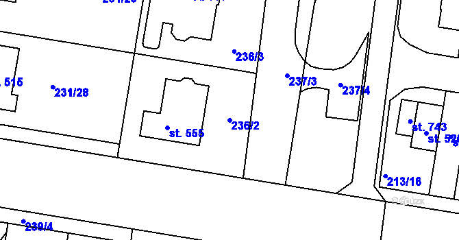 Parcela st. 236/2 v KÚ Domamyslice, Katastrální mapa