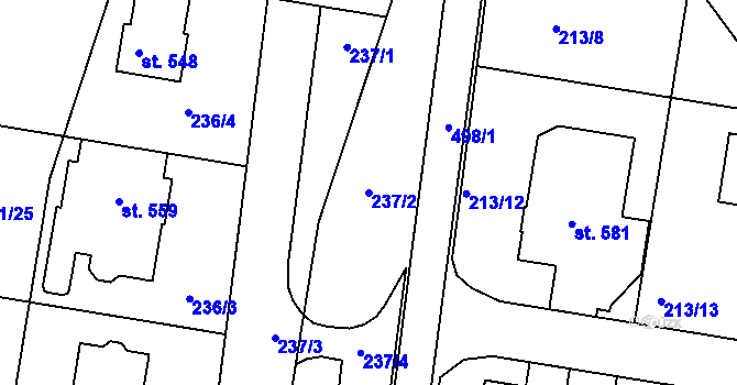 Parcela st. 237/2 v KÚ Domamyslice, Katastrální mapa