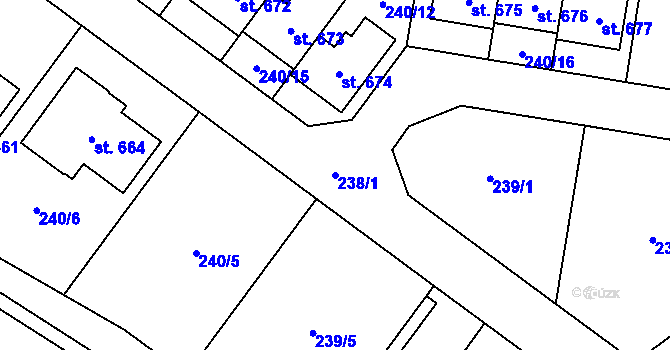 Parcela st. 238/1 v KÚ Domamyslice, Katastrální mapa