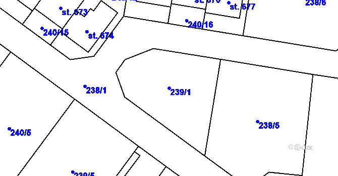 Parcela st. 239/1 v KÚ Domamyslice, Katastrální mapa