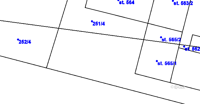 Parcela st. 252/1 v KÚ Domamyslice, Katastrální mapa