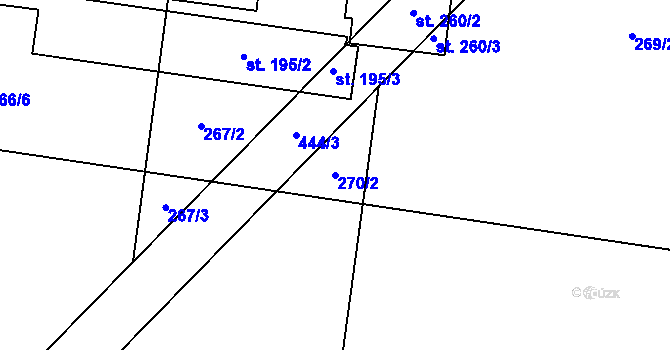 Parcela st. 270/2 v KÚ Domamyslice, Katastrální mapa