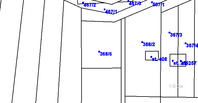 Parcela st. 368/5 v KÚ Domamyslice, Katastrální mapa