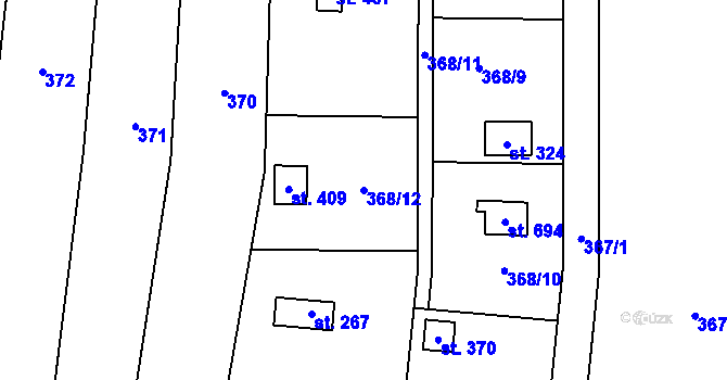 Parcela st. 368/12 v KÚ Domamyslice, Katastrální mapa