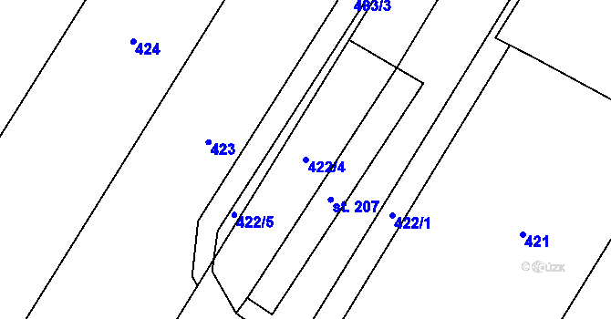 Parcela st. 422/4 v KÚ Domamyslice, Katastrální mapa