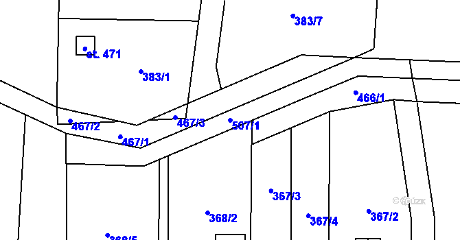 Parcela st. 507/1 v KÚ Domamyslice, Katastrální mapa