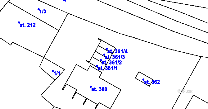 Parcela st. 361/3 v KÚ Domamyslice, Katastrální mapa