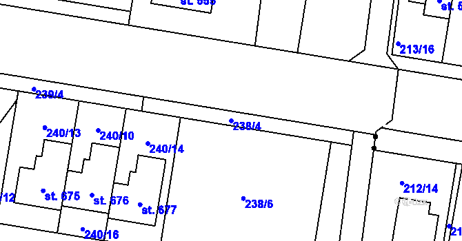 Parcela st. 238/4 v KÚ Domamyslice, Katastrální mapa