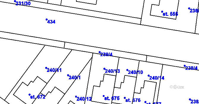 Parcela st. 239/4 v KÚ Domamyslice, Katastrální mapa