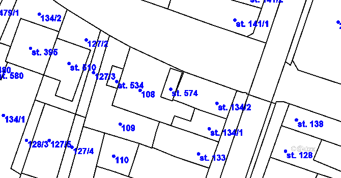 Parcela st. 574 v KÚ Domamyslice, Katastrální mapa