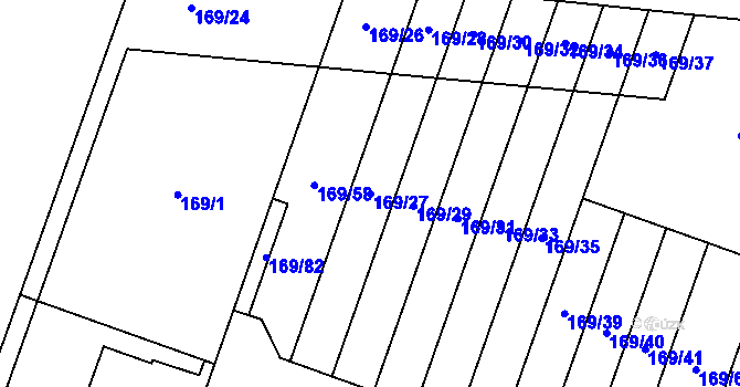 Parcela st. 169/27 v KÚ Domamyslice, Katastrální mapa