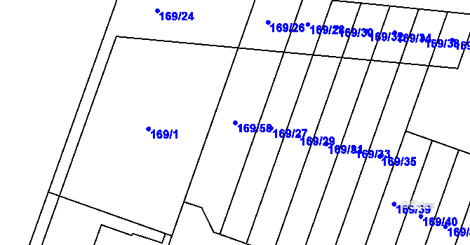 Parcela st. 169/58 v KÚ Domamyslice, Katastrální mapa