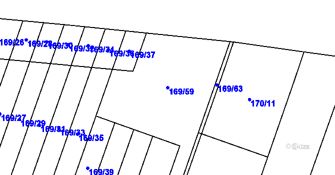 Parcela st. 169/59 v KÚ Domamyslice, Katastrální mapa