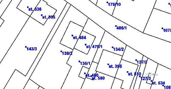 Parcela st. 479/1 v KÚ Domamyslice, Katastrální mapa