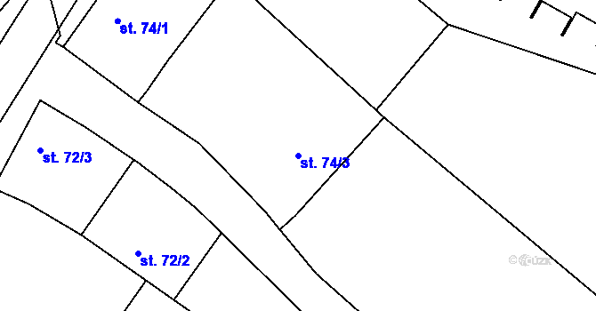 Parcela st. 74/3 v KÚ Domamyslice, Katastrální mapa