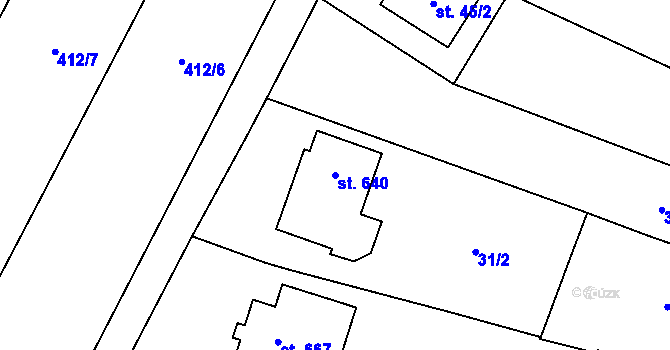Parcela st. 640 v KÚ Domamyslice, Katastrální mapa