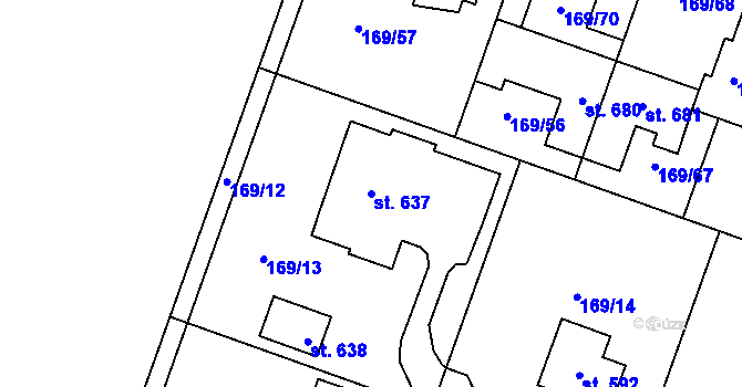 Parcela st. 637 v KÚ Domamyslice, Katastrální mapa