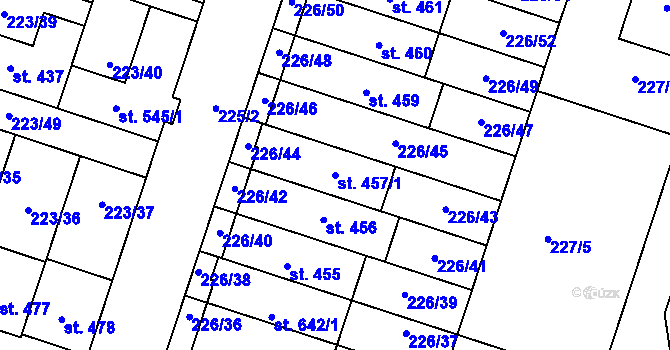 Parcela st. 457/1 v KÚ Domamyslice, Katastrální mapa