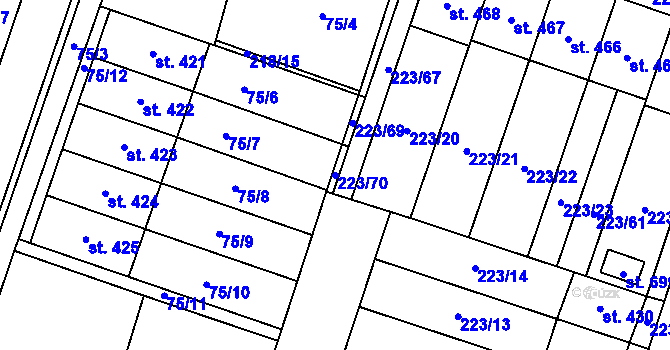 Parcela st. 223/70 v KÚ Domamyslice, Katastrální mapa