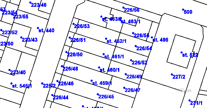Parcela st. 461/1 v KÚ Domamyslice, Katastrální mapa