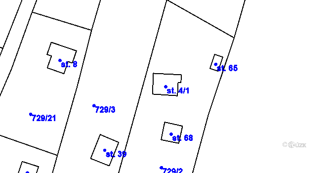 Parcela st. 4/1 v KÚ Čechovice-Záhoří, Katastrální mapa