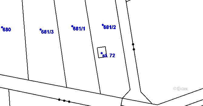 Parcela st. 72 v KÚ Čechovice-Záhoří, Katastrální mapa