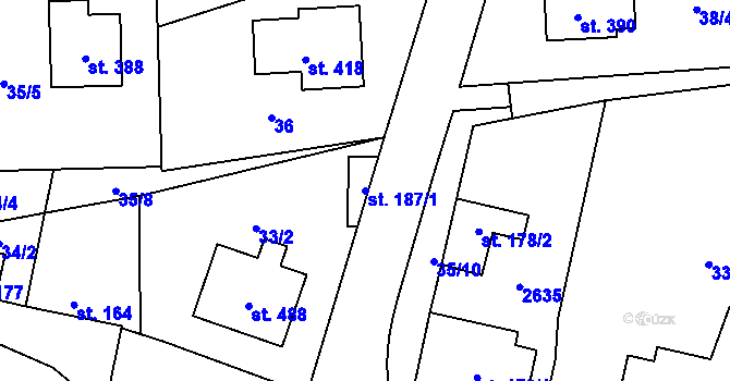 Parcela st. 187/1 v KÚ Čechtice, Katastrální mapa